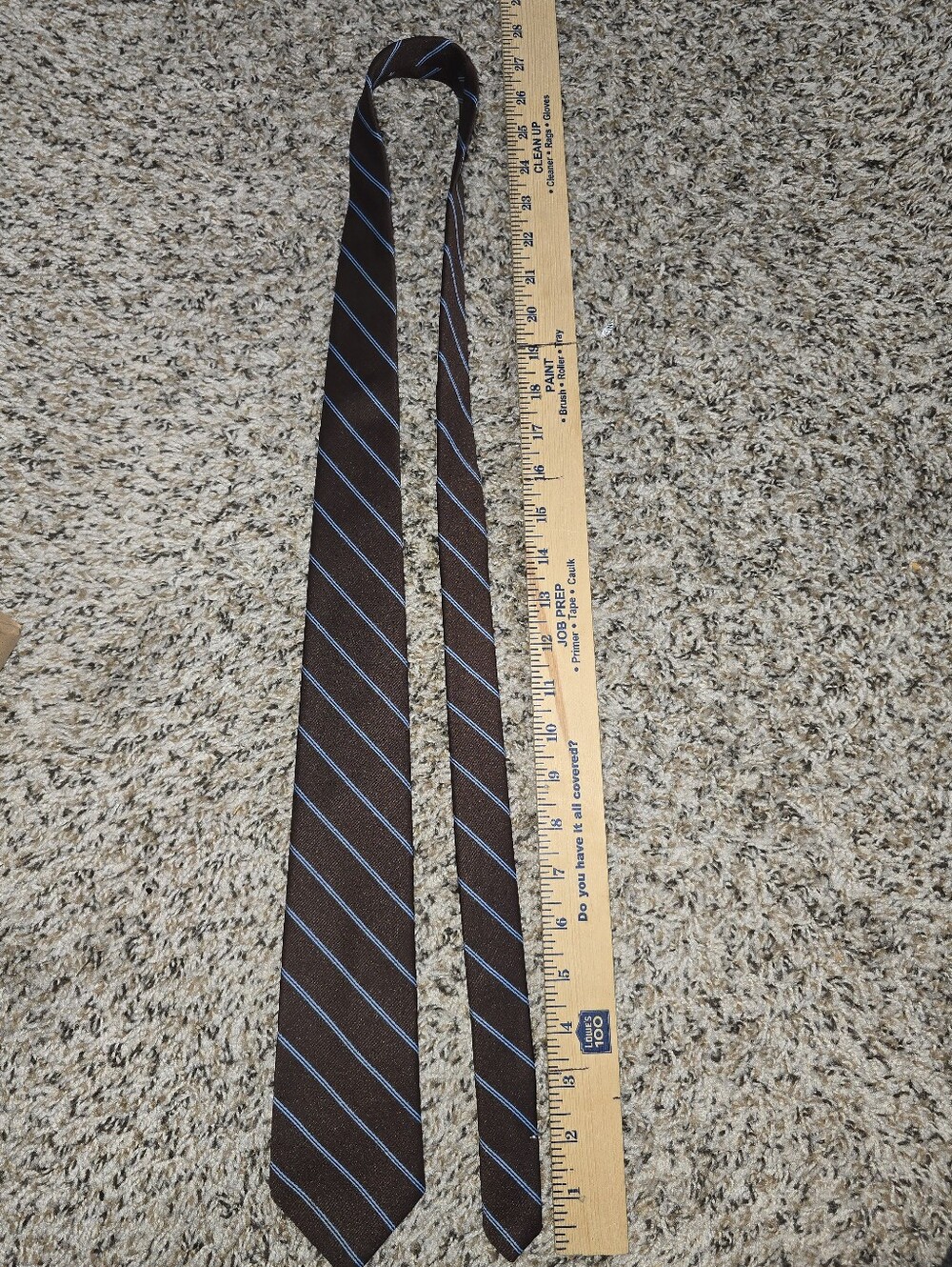 Brown Striped Men's Necktie with Light Blue Accent